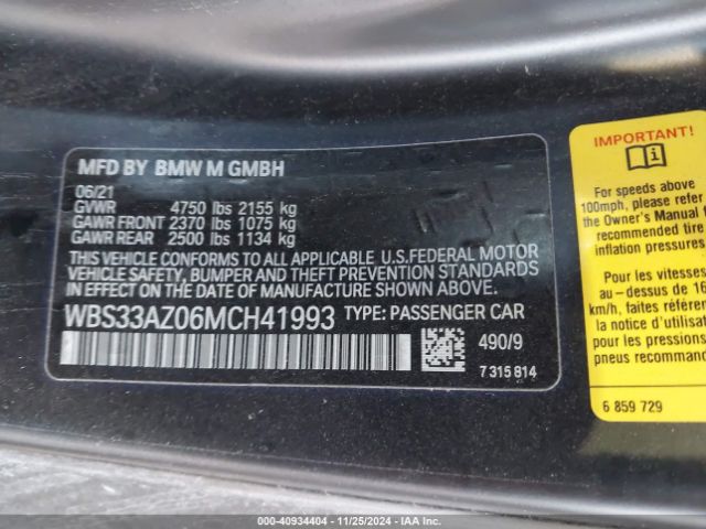 WBS33AZ06MCH41993 BMW M4 Competition