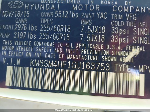 Hyundai Santa Fe Se 2016 KM8SM4HF1GU163753 Image 9