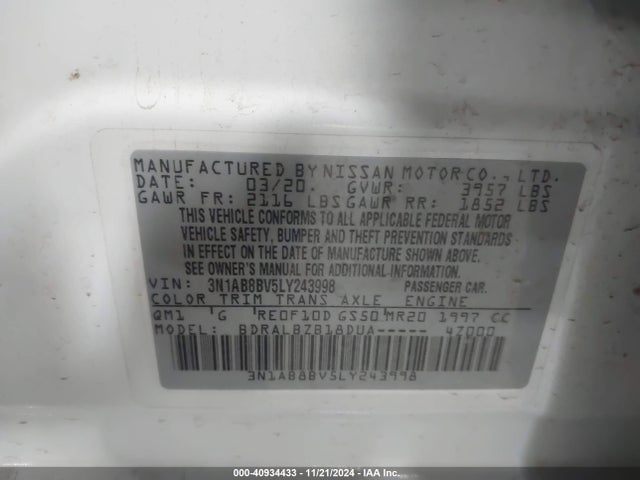 Nissan Sentra S Xtronic Cvt 2020 3N1AB8BV5LY243998 Image 9