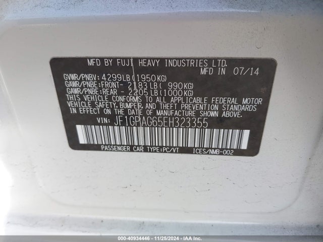 JF1GPAG65EH323355 Subaru Impreza 2.0i Limited