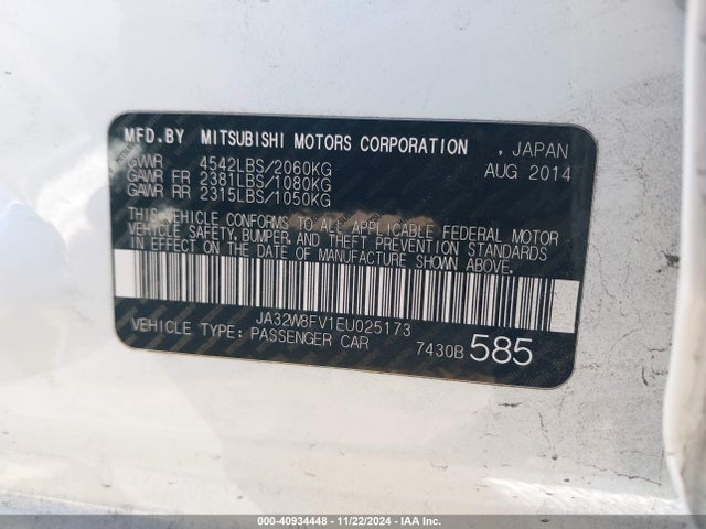 Mitsubishi Lancer Evolution Gsr 2014 JA32W8FV1EU025173 Image 9