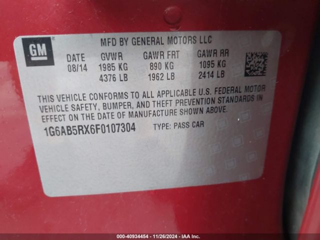 1G6AB5RX6F0107304 Cadillac ATS LUXURY