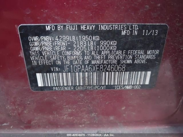 JF1GPAA6XE8246068 Subaru Impreza 2.0i