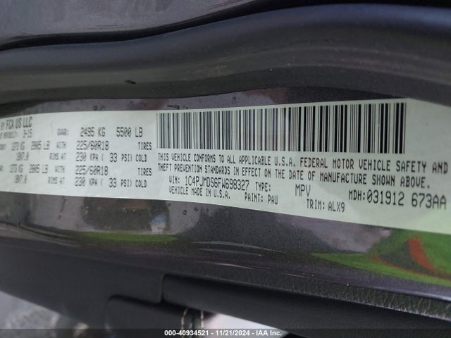 1C4PJMDS6FW698327 Jeep Cherokee Limited