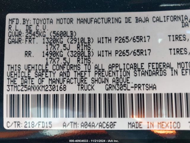 2019 TOYOTA TACOMA 4WD 3TMCZ5ANXKM230168 Photo 8