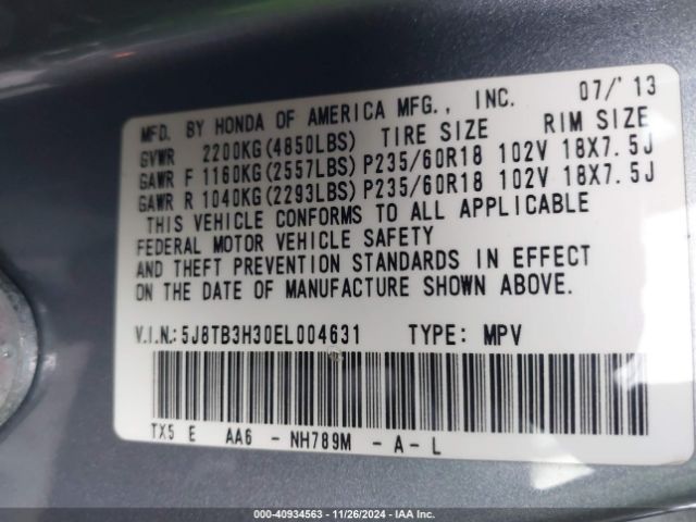 5J8TB3H30EL004631 Acura RDX