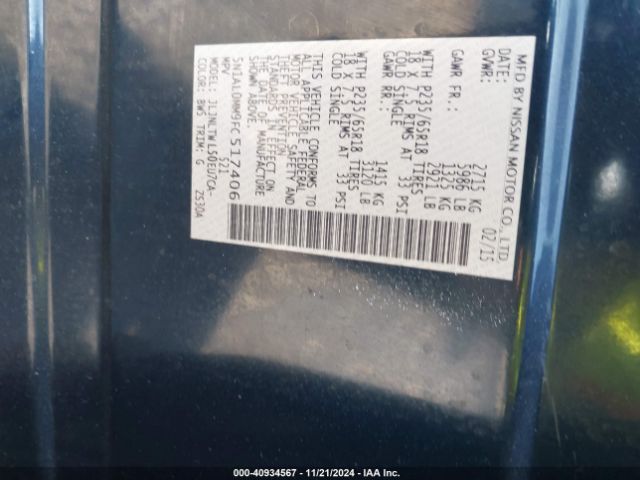 5N1AL0MM9FC517406 Infiniti QX60