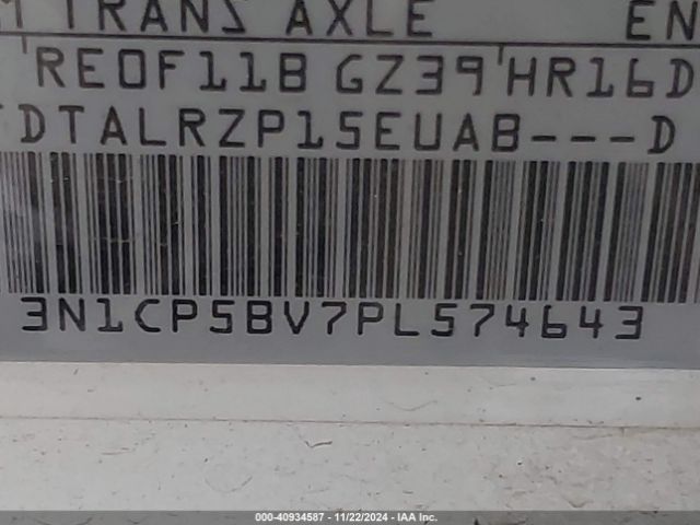 3N1CP5BV7PL574643 Nissan Kicks S Xtronic Cvt