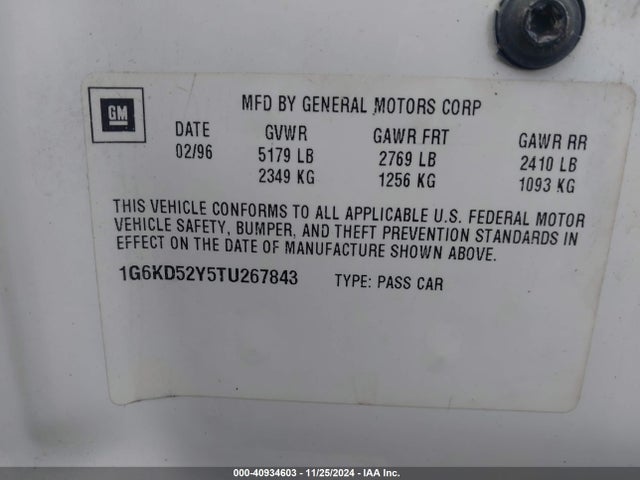 1996 CADILLAC DEVILLE 1G6KD52Y5TU267843 Photo 8