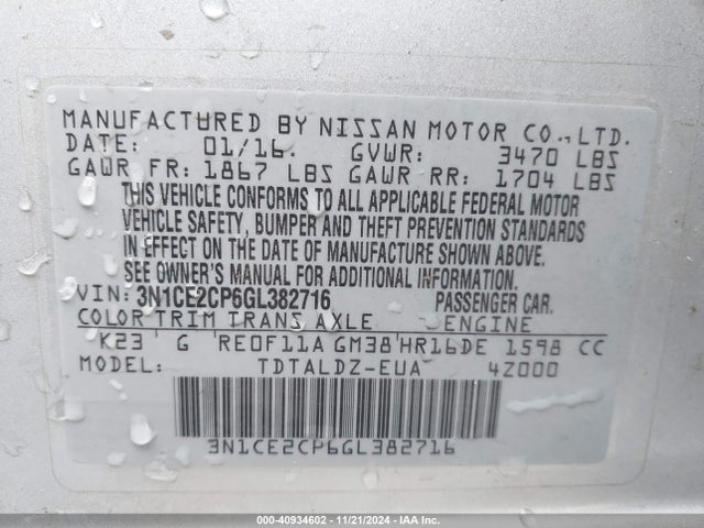 Nissan Versa Note Sv 2016 3N1CE2CP6GL382716 Image 9