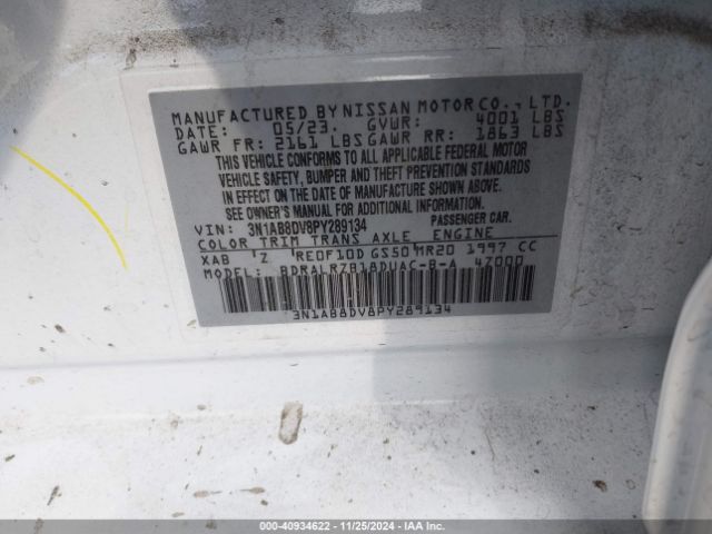 3N1AB8DV8PY289134 Nissan Sentra Sr Xtronic Cvt