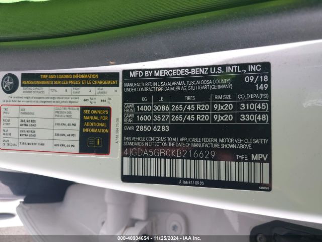 4JGDA5GB0KB216629 Mercedes-Benz Gle 400 4matic