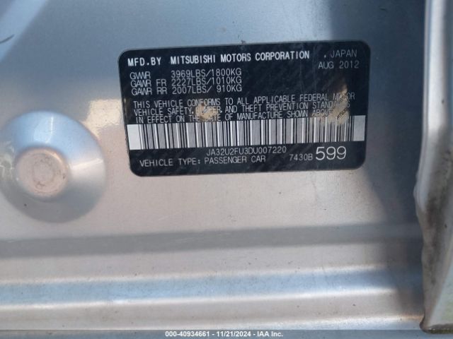 2013 MITSUBISHI LANCER JA32U2FU3DU007220 Photo 8