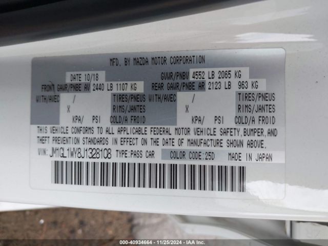 JM1GL1WY8J1328108 Mazda Mazda6 Grand Touring Reserve