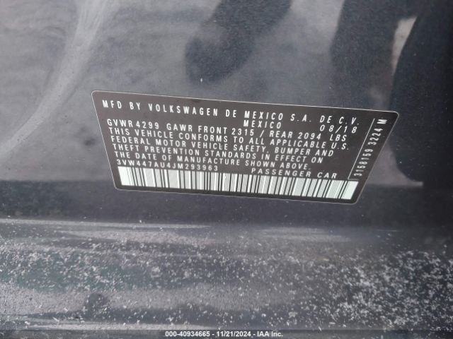 3VW447AU4JM293963 Volkswagen Golf Gti 2.0t Autobahn/2.0t S/2.0t Se