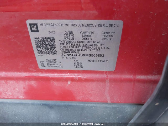 Chevrolet Blazer Awd Rs 2021 3GNKBKRSXMS509893 Image 9