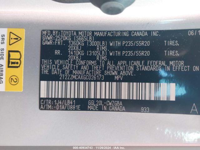 2T2ZZMCAXGC026173 Lexus RX 350