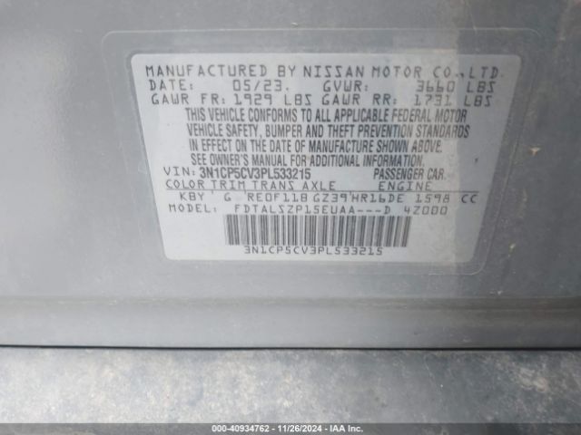 3N1CP5CV3PL533215 Nissan Kicks Sv Xtronic Cvt