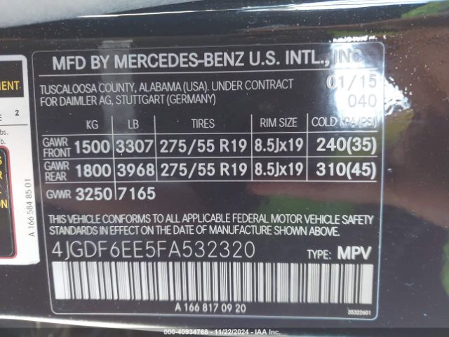 4JGDF6EE5FA532320 Mercedes-Benz Gl 450 4matic