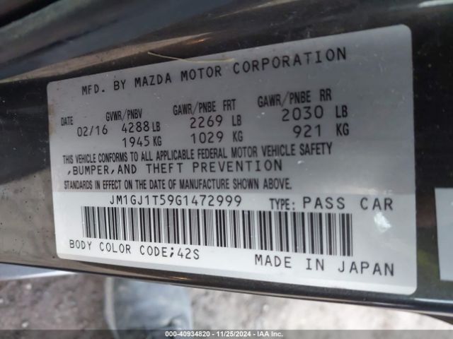 JM1GJ1T59G1472999 Mazda Mazda6 I Touring
