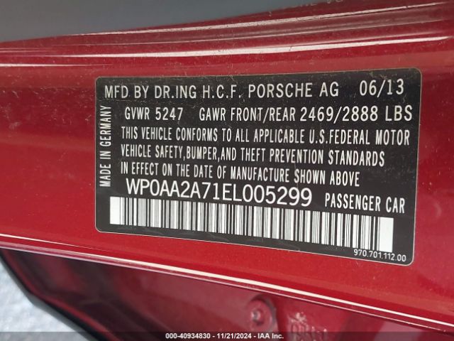 WP0AA2A71EL005299 Porsche PANAMERA 4