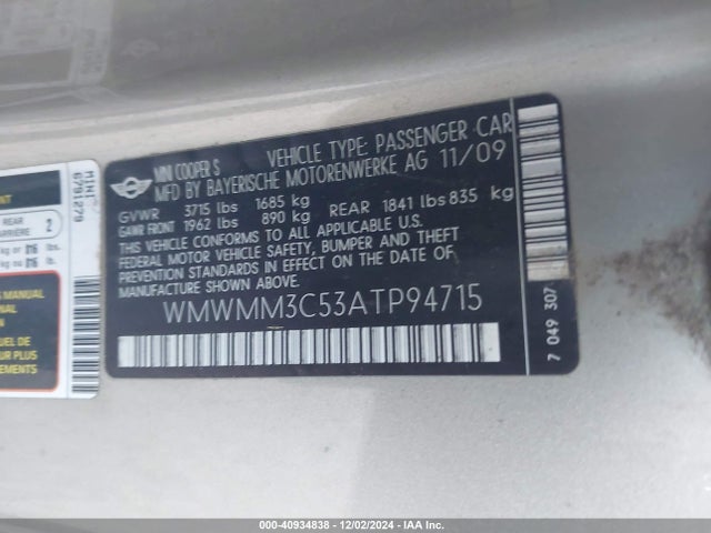 2010 MINI COOPER S CLUBMAN WMWMM3C53ATP94715 Photo 8