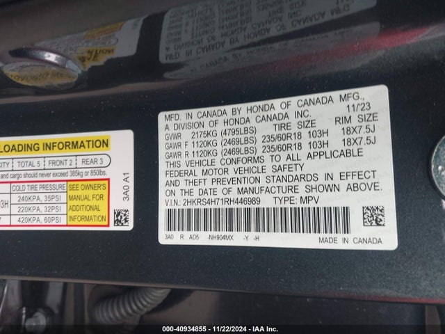 2HKRS4H71RH446989 Honda Cr-v Ex-l Awd