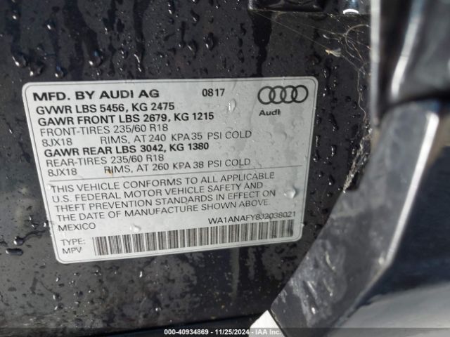 WA1ANAFY8J2038021 Audi Q5 2.0t Premium/2.0t Tech Premium