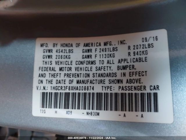 1HGCR3F8XHA008874 Honda Accord Ex-l V6
