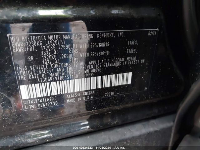 4T3D6RFV4RU151150 Toyota Rav4 Hybrid Limited
