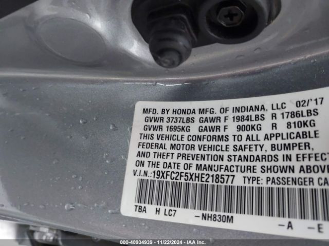 19XFC2F5XHE218577 Honda Civic Lx