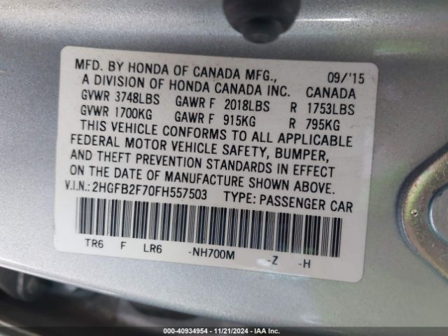 2HGFB2F70FH557503 Honda CIVIC SE