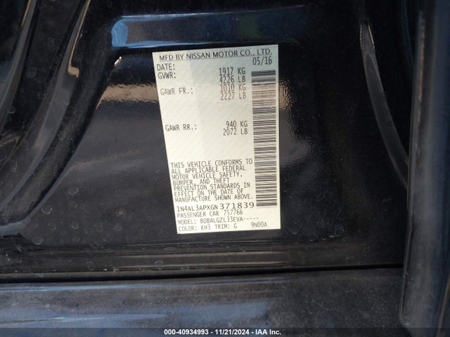 1N4AL3APXGN371839 Nissan Altima 2.5/2.5 S/2.5 Sl/2.5 Sr/2.5 Sv
