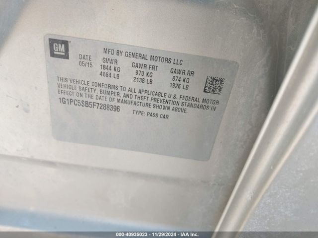 1G1PC5SB5F7288396 Chevrolet Cruze 1lt Auto