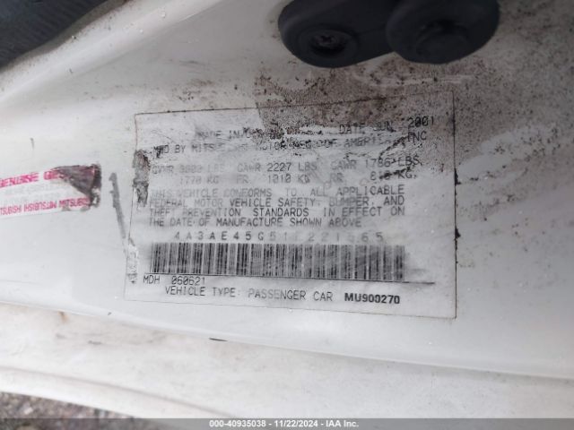 2001 MITSUBISHI ECLIPSE SPYDER 4A3AE45G51E221565 Photo 8