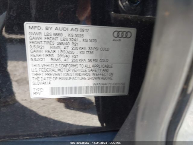 WA1VAAF72JD011793 Audi Q7 3.0t Premium