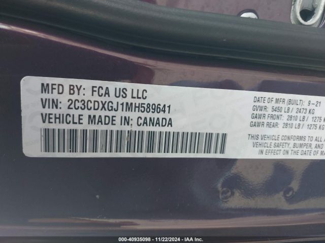 2C3CDXGJ1MH589641 Dodge Charger Scat Pack Widebody Rwd
