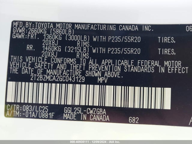 2T2BZMCA2GC043129 Lexus Rx 350 F Sport