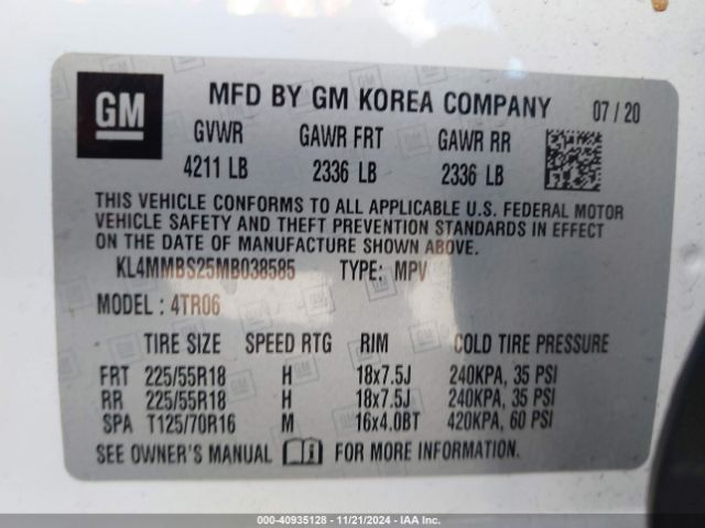 KL4MMBS25MB038585 Buick Encore Gx Fwd Preferred