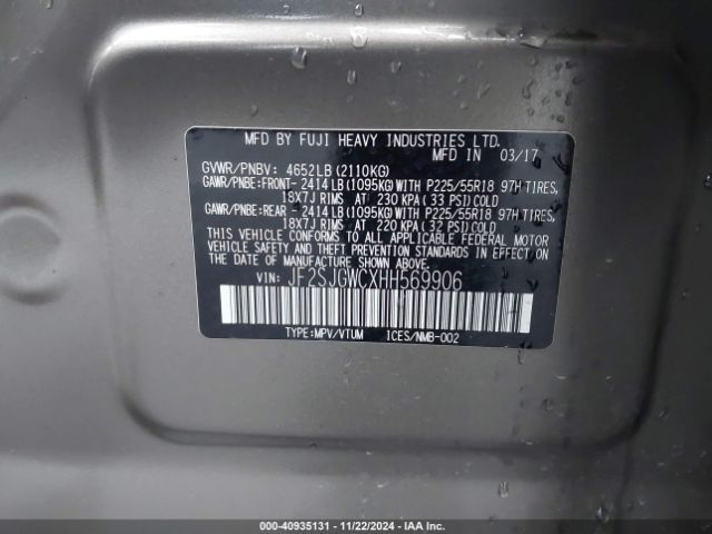 JF2SJGWCXHH569906 Subaru Forester 2.0xt Touring