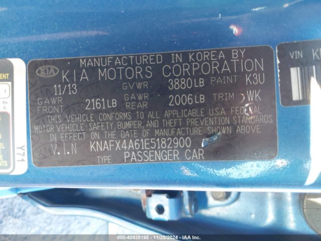 KNAFX4A61E5182900 KIA FORTE LX
