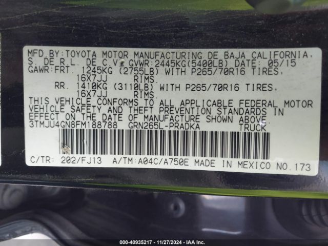 3TMJU4GN8FM188788 Toyota Tacoma Double Cab Prerunner