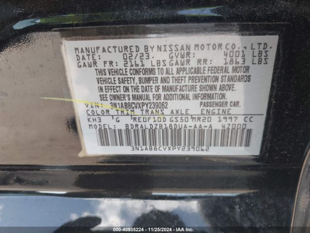 3N1AB8CVXPY239062 Nissan Sentra Sv Xtronic Cvt