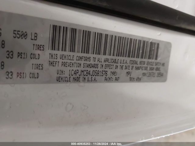 1C4PJMCB4JD581576 Jeep Cherokee Latitude 4x4