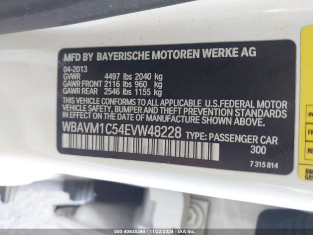 WBAVM1C54EVW48228 BMW X1 Sdrive28i
