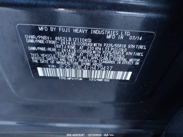 JF2SJGWC4FH479437 Subaru Forester 2.0xt Touring