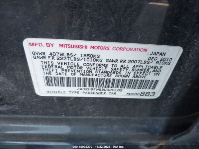 2011 MITSUBISHI LANCER JA32U8FW9BU026162 Photo 8