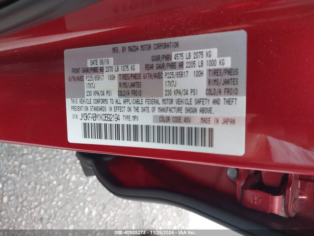 Mazda CX-5 SPORT 2019 JM3KFABM1K0692194 Image 9