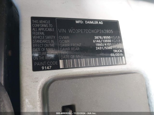 WD3PE7DDXGP262805 Mercedes-Benz Sprinter 2500 Normal Roof