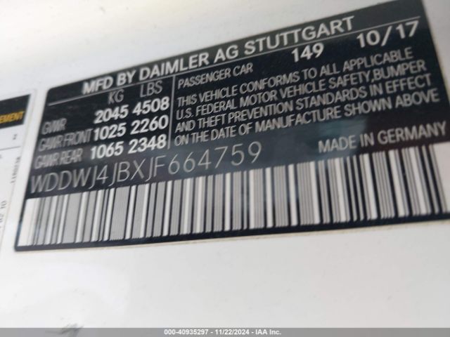 WDDWJ4JBXJF664759 Mercedes-Benz C 300